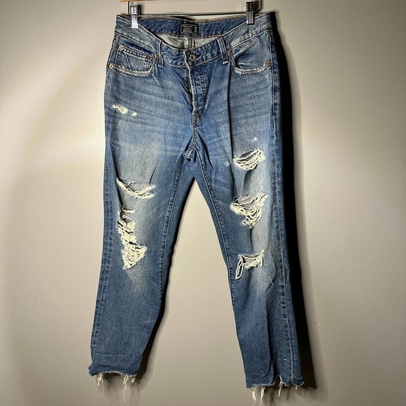 𝅺abercrombie & Fitch Ames Low Rise Slim Boyfriend Size 28 - Picture 2 of 7
